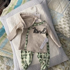 NWT 3/6 months ☘️ Tahari Baby “kind” green/oatmeal waffle knit 3 piece